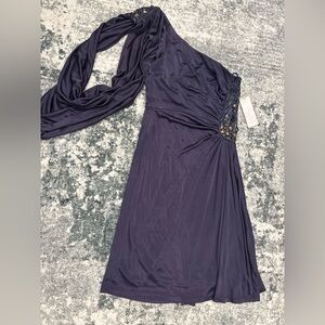 Marc Bouwer One-Shoulder Dark Purple Dress